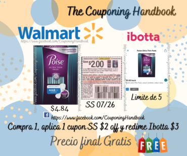 Walmart: Poise Ultra Thin Pad Free después de redimir en Ibotta