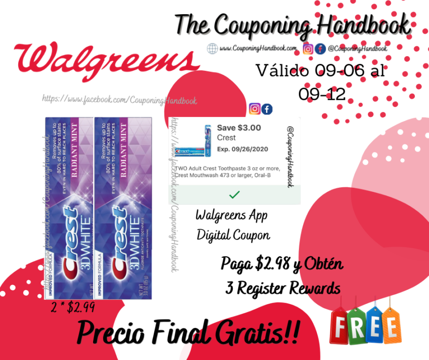 Crest u Oral B Gratis en Walgreens