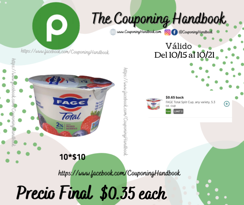 Fage Yogurt Total Splip $0.35 en Publix