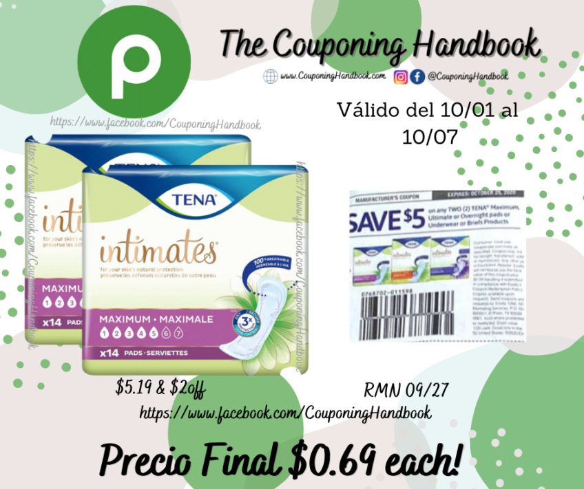 Tena $0.69 en Publix