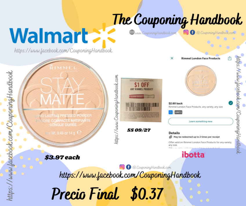 Rimmel Stay Matte Pressed Powder por $0.37