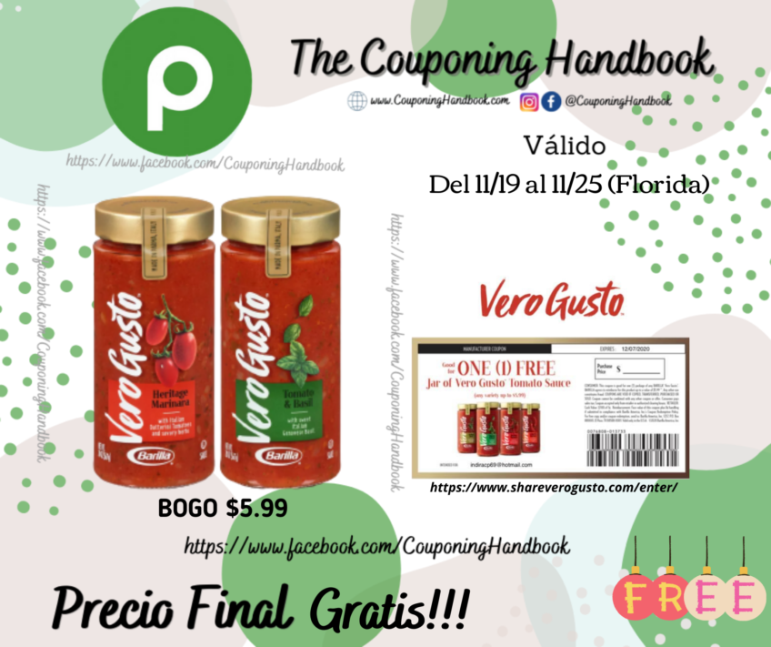 Pasta Barilla Vero Gusto Gratis en Publix