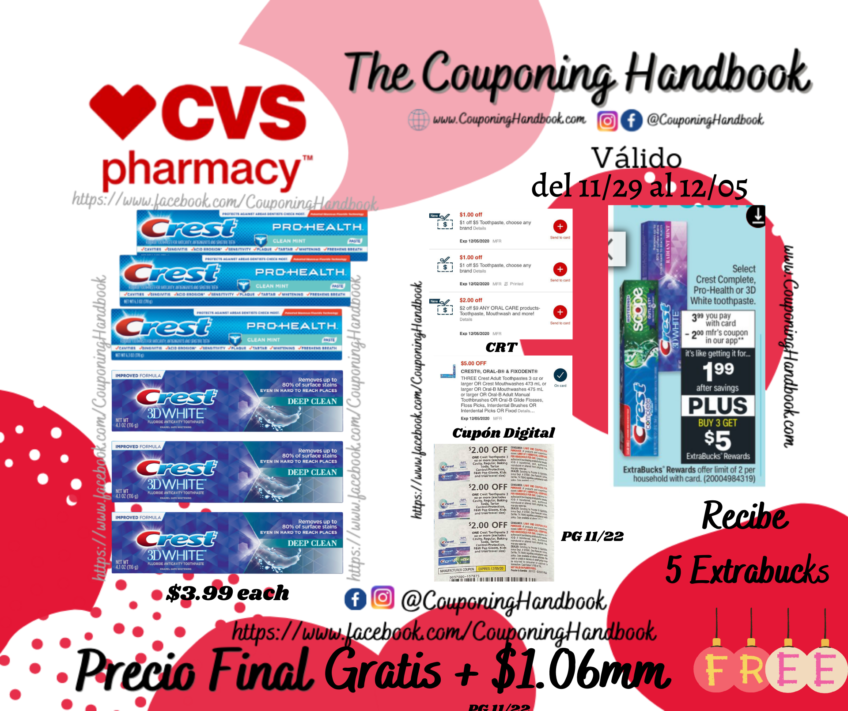 6 Toothpaste Crest Gratis en CVS