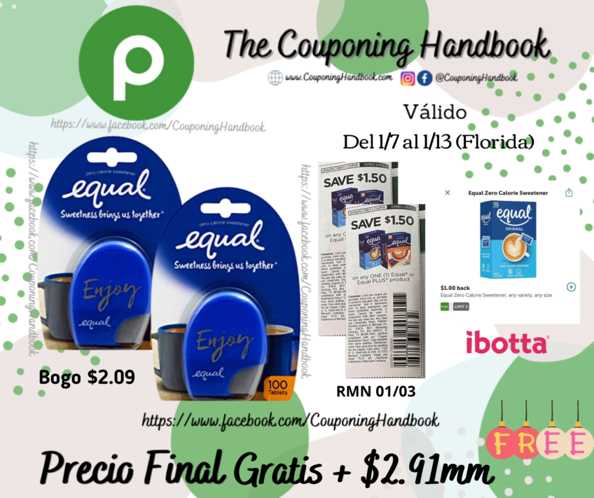 EQUAL 0 Calorie Sweetener Tablets Gratis mas Ganancia en Publix