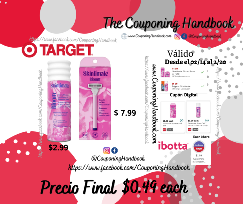 Productos Skintimate Bloom a $0.49 each