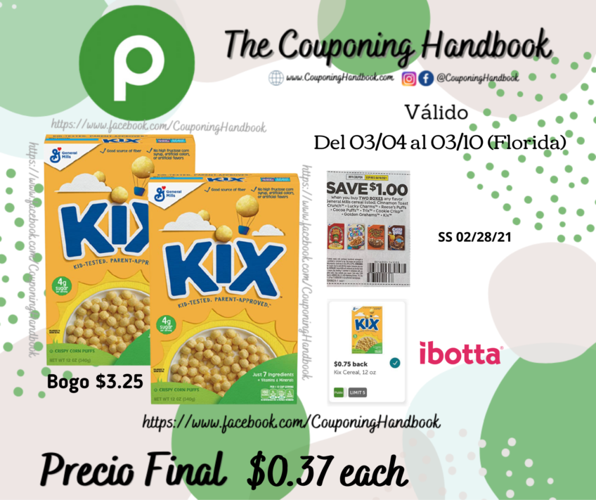 Kix Cereal de 12 Oz a $0.37