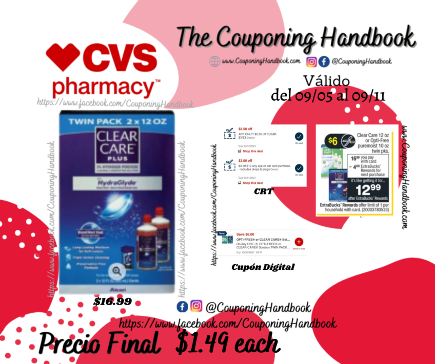 Clear Care Plus Cleaning and Disinfecting Solution a $1.49