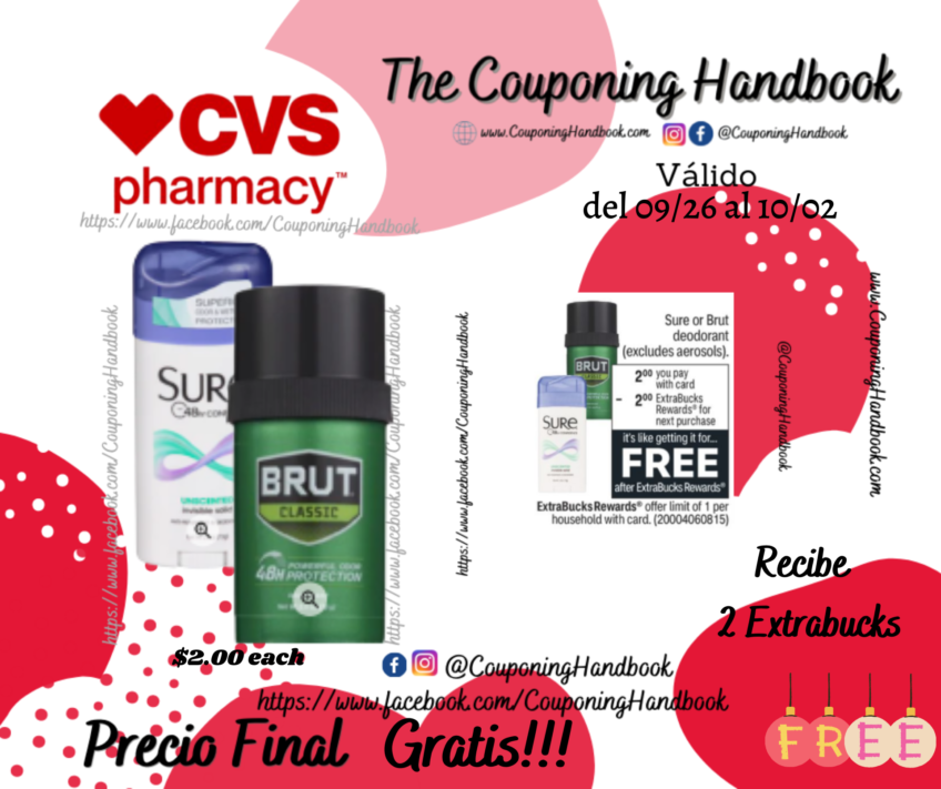 Sure Anti-Perspirant Deodorant o Brut Deodorant Gratis