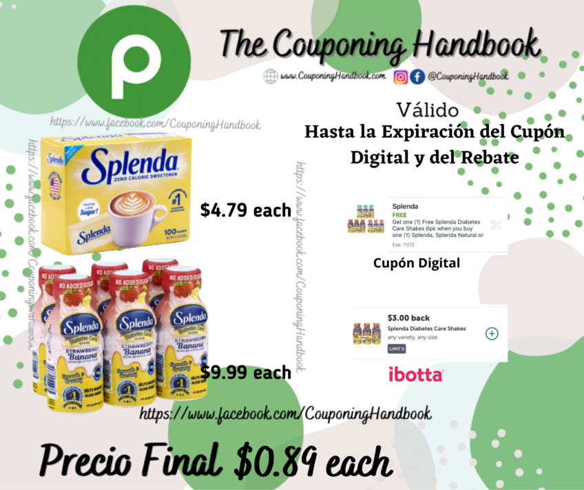 Productos Splenda a $0.89 en Publix