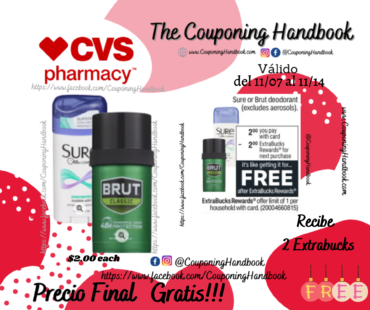 Sure Anti-Perspirant Deodorant o Brut Deodorant Gratis!!!