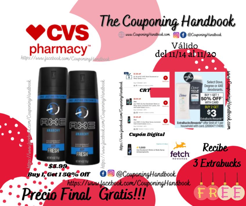 AXE Body Spray Gratis en CVS