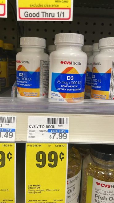 Algunas vitaminas que están a $0.99 en CVS a correr