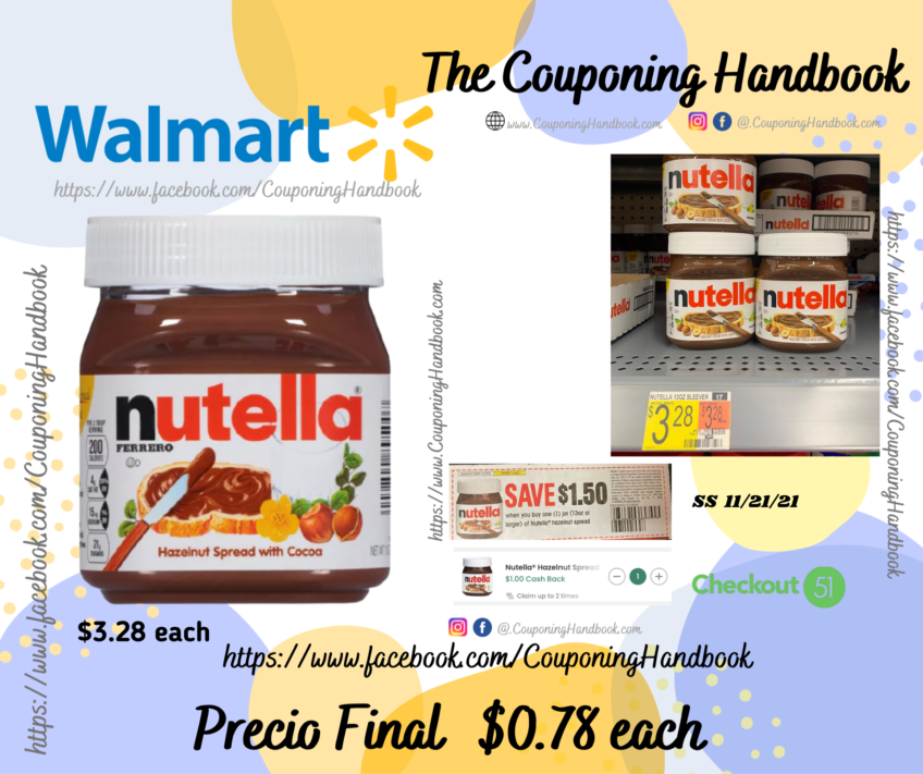 Nutella Chocolate Hazelnut Spread – 13oz a $0.78