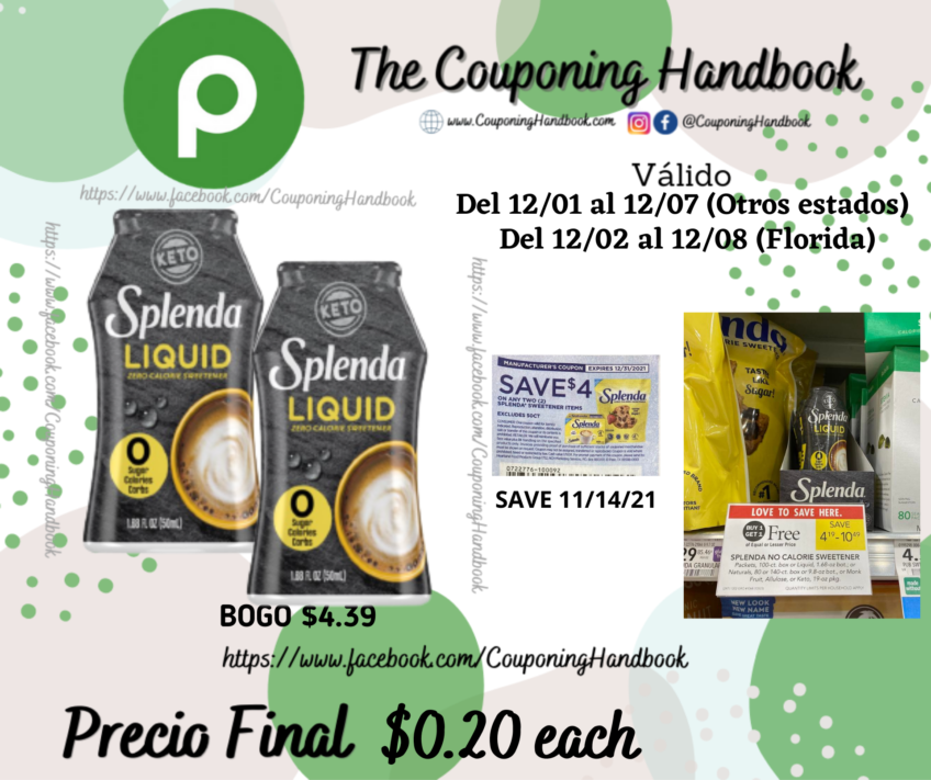 Splenda LIQUID Zero Calorie Sweetener a $0.20