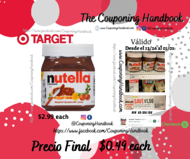 Nutella Chocolate Hazelnut Spread – 13oz a $0.49