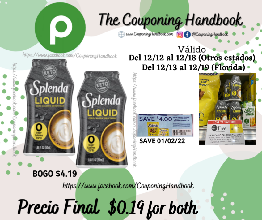 02 Splenda LIQUID Zero Calorie Sweetener por $0.19