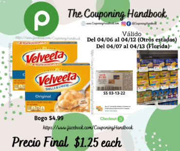 Kraft Velveeta Original Shells & Cheese a $1.25 en Publix