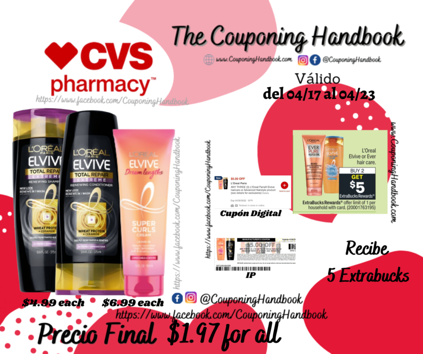 03 productos Elvive por $1.97 en CVS