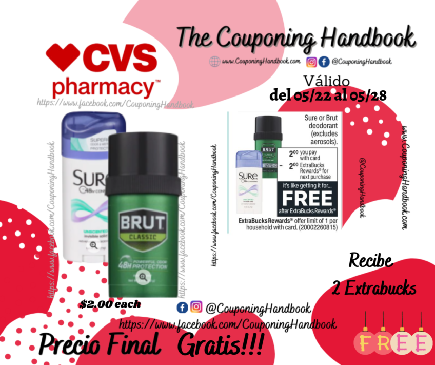 Sure Anti-Perspirant Deodorant o Brut Deodorant Gratis!!!