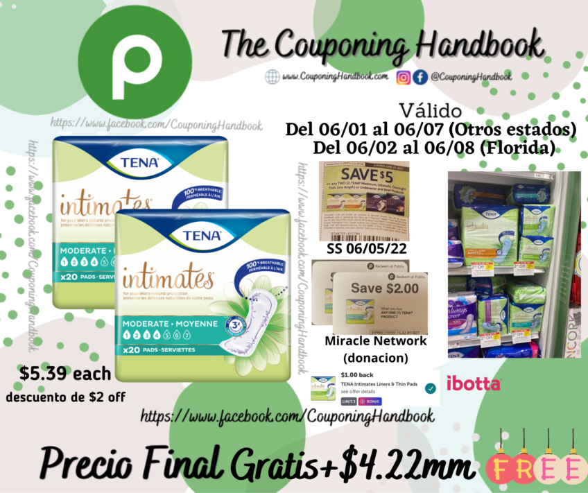 Tena Pads Gratis en Publix