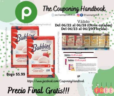 02 Bubbies Mochi Ice Cream Gratis en Publix