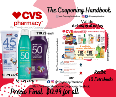 03 Productos de CVS Sunscreen por $0.49