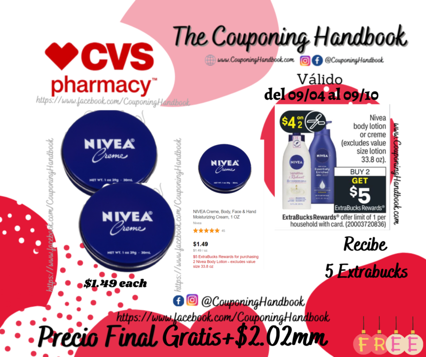 02 NIVEA Creme, Body, Face & Hand Moisturizing Cream, 1 OZ  Gratis