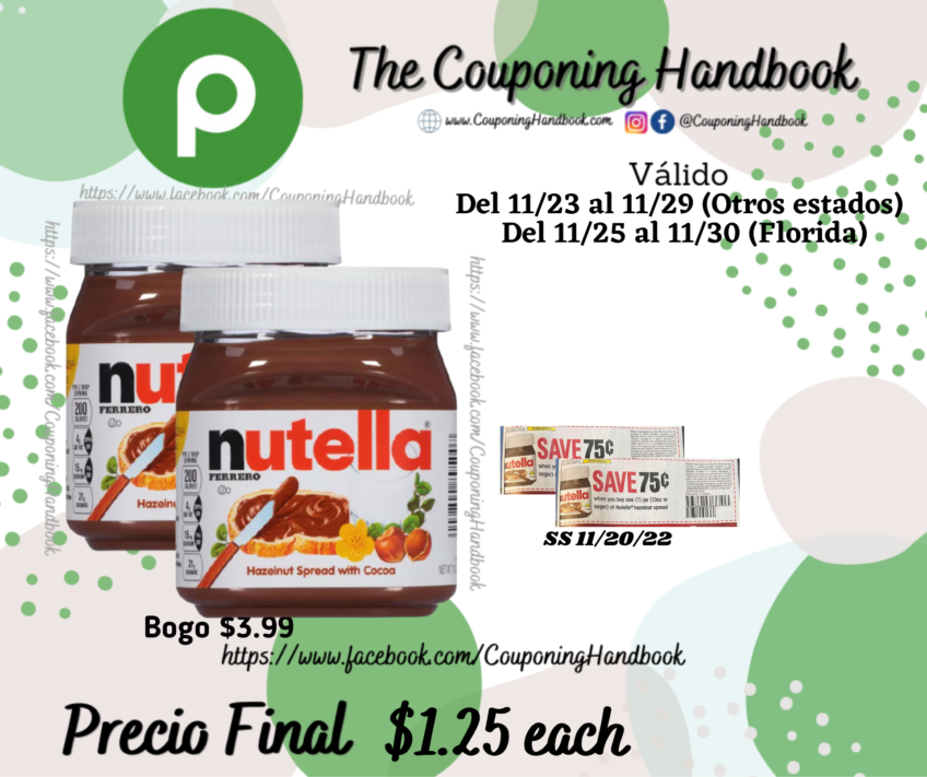 Nutella Gluten-Free Chocolate Hazelnut Spread, 13 Oz Jar a $1.25