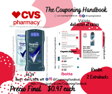 Degree Antiperspirant & Deodorant Stick a $0.98