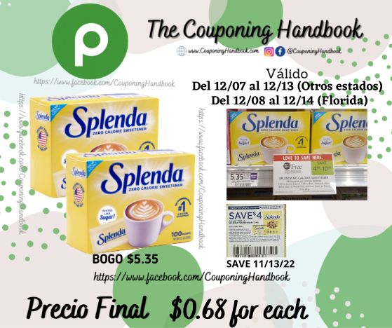 Splenda Zero Calorie Sweetener Packets – 100 Count a $0.66