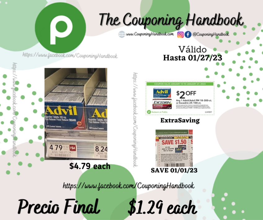 Advil Ibuprofen Coated Caplets Pain Reliever And Fever Reducer 200 Mg 24ct a $1.29