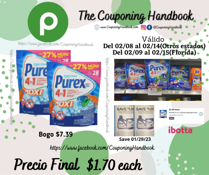 Purex Detergent, Pacs a $1.70