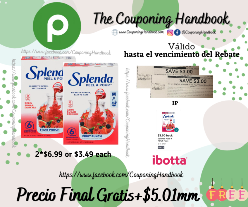 02 Splenda Peel & Pour Drink Mix, Zero Sugar, Liquid Pods Gratis