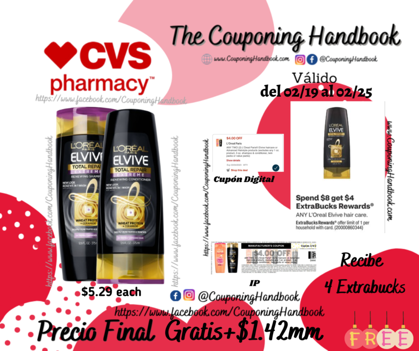 02 L’Oreal Paris Elvive Shampoo or Conditioner Gratis