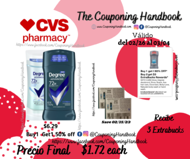 Degree Antiperspirant & Deodorant Stick a $1.72