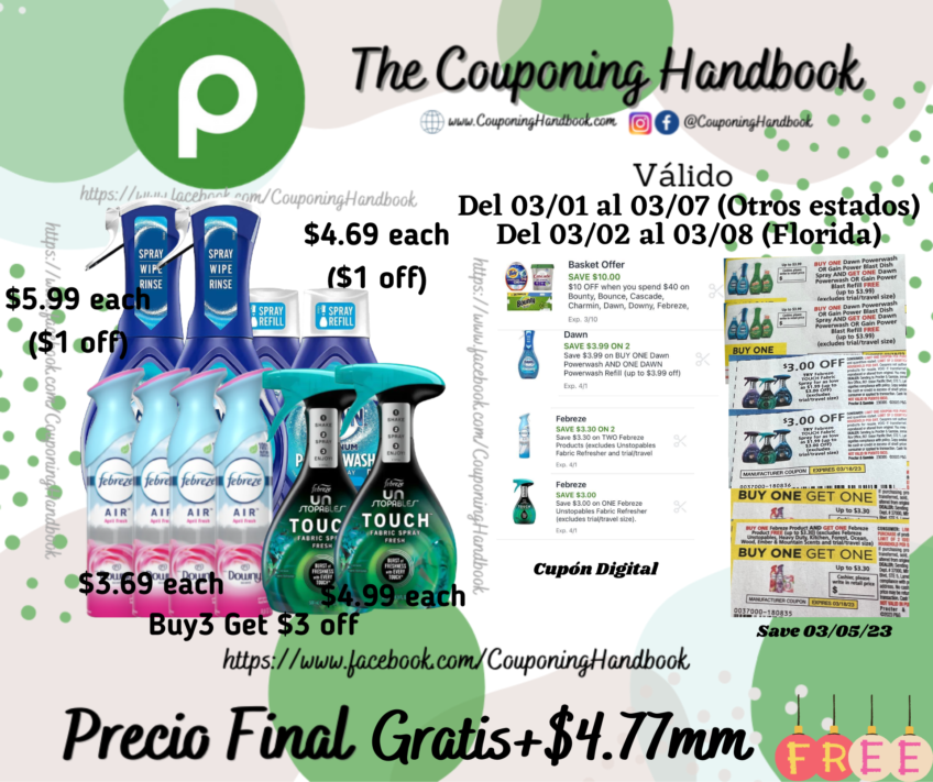 10 productos febrezee y Dawn Gratis en Publix