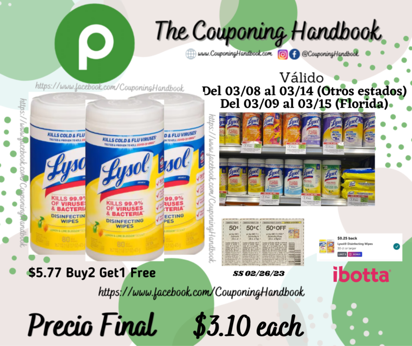 Lysol Disinfecting Wipes a $3.10