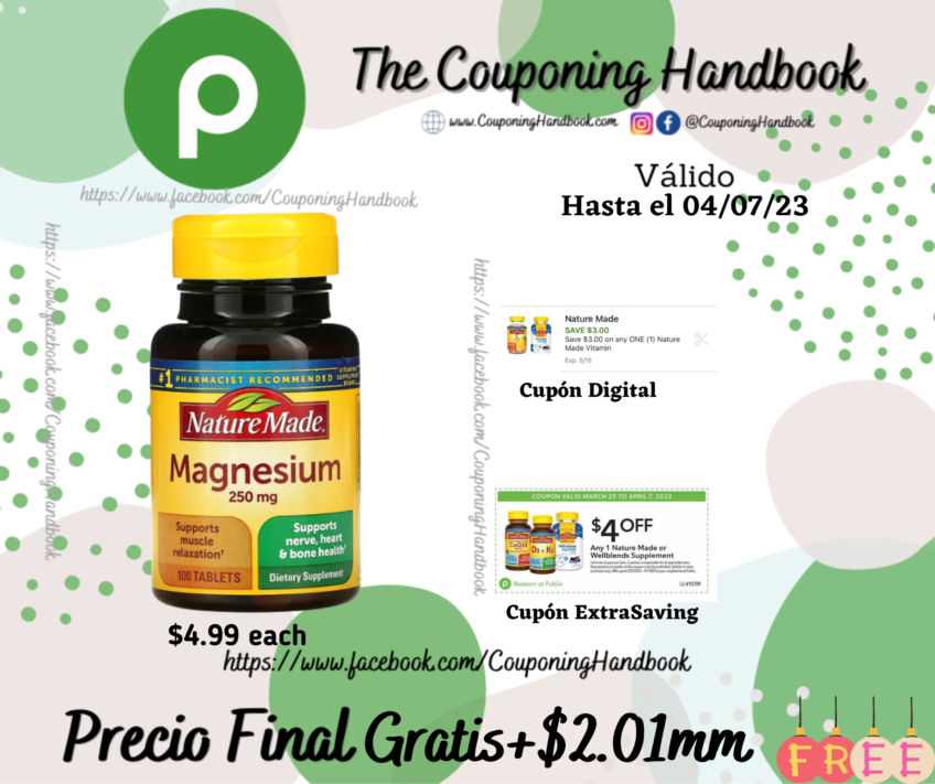 Nature Made, Magnesio, 250 mg, 100 tabletas Gratis