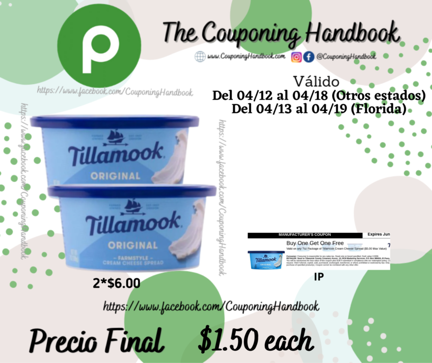 Tillamook Cream Cheese Spread a $1.50