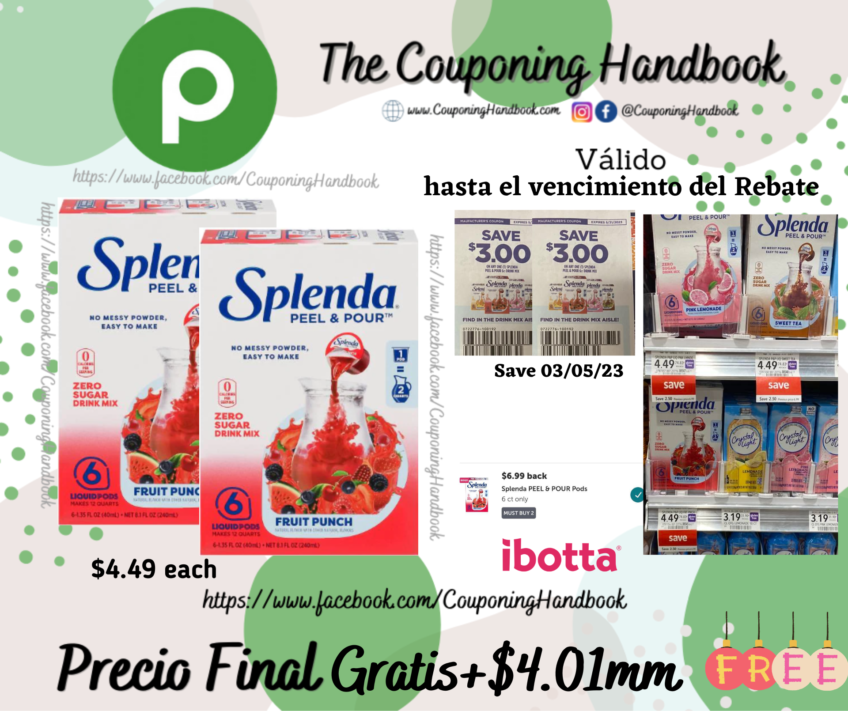 02 Splenda Peel & Pour Drink Mix, Zero Sugar, Liquid Pods Gratis