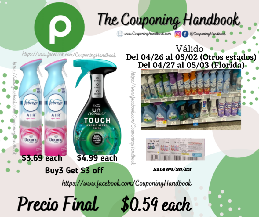 Productos Febreze a $0.59