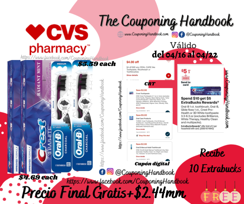 04 productos crest y/o Oral B Gratis