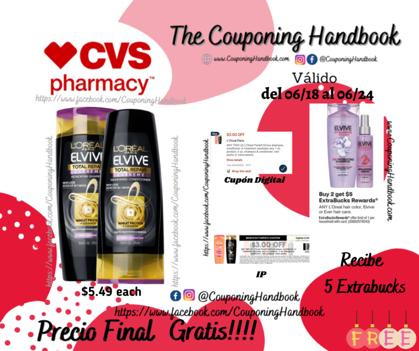 02 L’Oreal Paris Elvive Shampoo or Conditioner Gratis