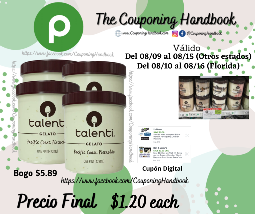 Talenti Ice Cream a $1.20