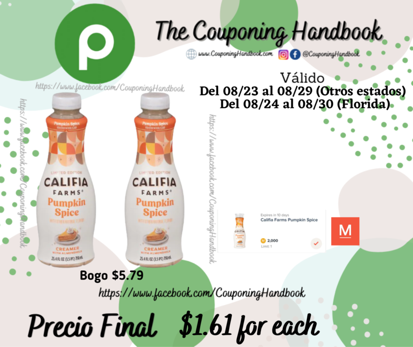 Califia Farms Creamer, Pumpkin Spice por $1.61