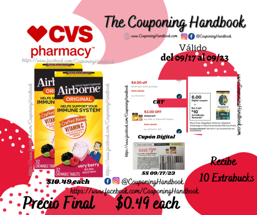 Airborne Original Vitamin C Tablets por $0.49