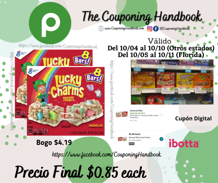 Lucky Charms Breakfast Cereal Treat Bars, Snack Bars por $0.85