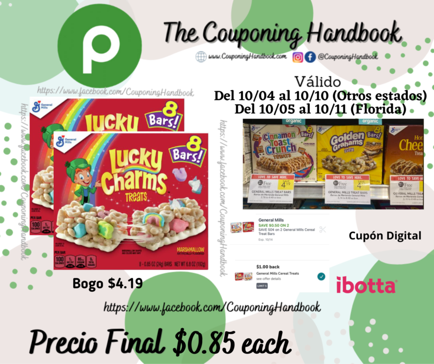 Lucky Charms Breakfast Cereal Treat Bars, Snack Bars por $0.85