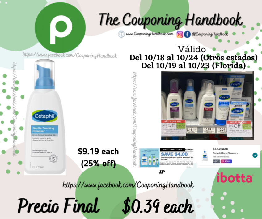 Cetaphil Foaming Cleanser de 8oz por $0.39