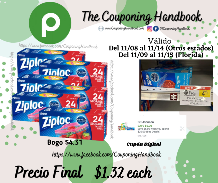 Ziploc Seal Top Bags, Storage, Quart por $1.32